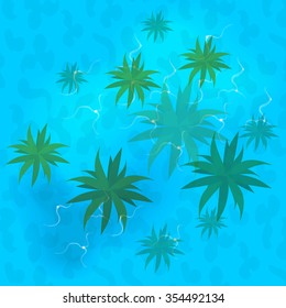 cartoon tropical exotic island in ocean. Top view . Vector game design for app
