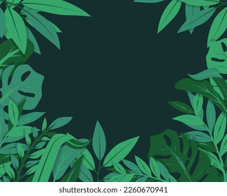 Caricatura de fondo follaje tropical. Ilustración del vector