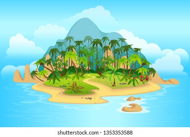 cartoon-tropical-island-palm-trees-260nw-1353353588