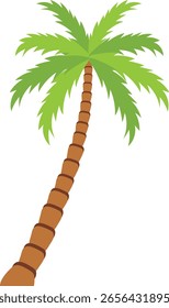 Palmera tropical de dibujos animados. Ilustración vectorial sobre fondo blanco.