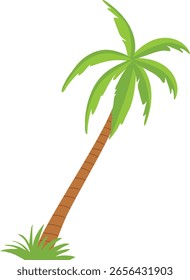 Cartoon Tropical Palm Tree. Vector Illustration on White Background.