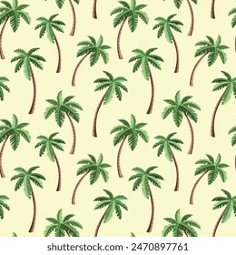 Cartoon tropical palms. Vector seamless pattern. Graphic design for wallpaper, textile, print.