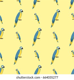 Cartoon tropical parrot wild animal bird seamless pattern vector illustration wildlife feather zoo color nature vivid.