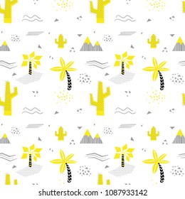 Cartoon tropical pattern. Vector illustration.