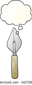cartoon trowel with thought bubble in smooth gradient style