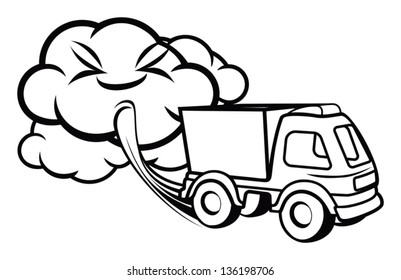 Cartoon Truck Blowing Exhaust Fumes Stock Vector (Royalty Free ...