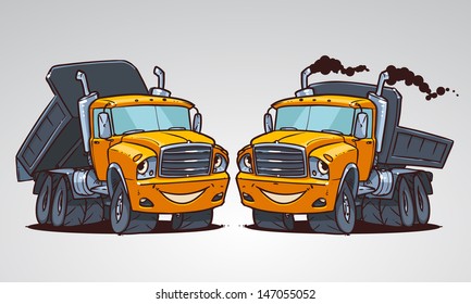cartoon truck tipper. Character design. vector illustration isolated on white