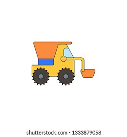 cartoon truck toy colored icon. Signs and symbols can be used for web, logo, mobile app, UI, UX