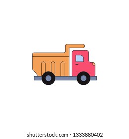 cartoon truck toy colored icon. Signs and symbols can be used for web, logo, mobile app, UI, UX