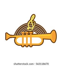 cartoon trumpet instrument music wind vector illustration eps 10