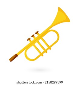 Cartoon trumpet. Musical instrument isolated on white background