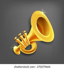 Cartoon trumpet. Vector illustration.