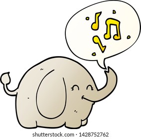 cartoon trumpeting elephant with speech bubble in smooth gradient style