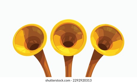 cartoon trumpets front view isolated on white