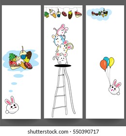 Cartoon are trying to eat a handful of candy,hand lettering and doodles elements sketch background.Vector illustration.