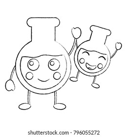 cartoon tube tests laboratory kawaii character