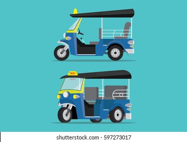 Cartoon, Tuk Tuk Taxi in Thailand.., vector eps10