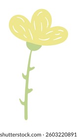 Cartoon tulip, bell flower hand drawn illustration. Scandinavian style flat design, isolated vector. Meadow blossom, bloom, wild floral, botanical element. Kids seasonal clip art, spring, summer print