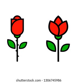 cartoon tulip and red rose vector