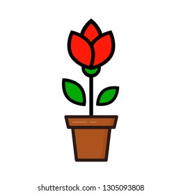 cartoon tulip vector in a pot