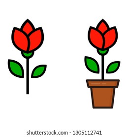 cartoon tulip vector in a pot set