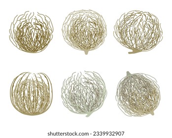 Cartoon tumbleweed plant dry rolling stems dead decoration in western movie set isometric vector illustration. Arid bush ball root desert element dried tumble shrub drought sharp wild natural branch