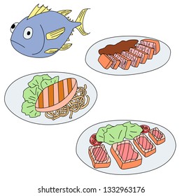 Cartoon tuna meal set