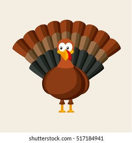 cartoon turkey animal over white background. colorful design. vector illustration