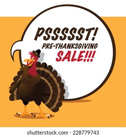 Cartoon turkey announcing sale with speech bubble EPS 10 vector