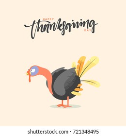 Cartoon Turkey bird. Happy Thanksgiving Celebration. Funny character turkey