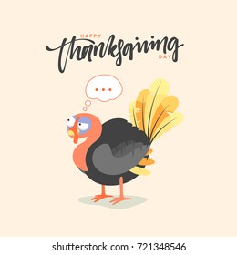 Cartoon Turkey bird. Happy Thanksgiving Celebration. Funny character turkey
