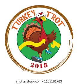 A cartoon turkey crosses the finish line.