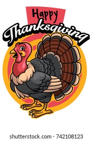 cartoon of turkey greeting happy thanksgiving 