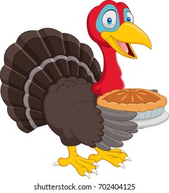 Cartoon Turkey Holding Cake Pie Stock Vector (Royalty Free) 702404125