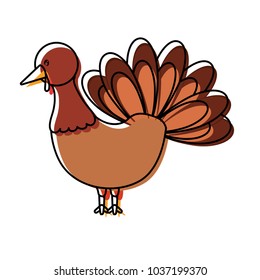 cartoon turkey icon over white background colorful design  vector illustration