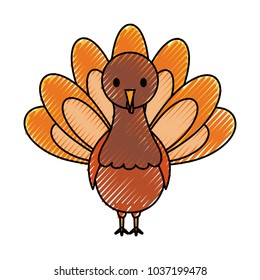 cartoon turkey icon over white background colorful design  vector illustration