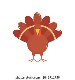 cartoon turkey icon over white background, flat style, vector illustration