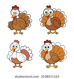 Cartoon Turkey Illustrations Festive Thanksgiving Clip Art