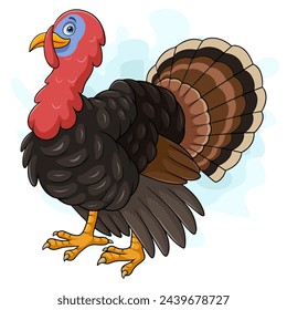 Cartoon turkey on white background