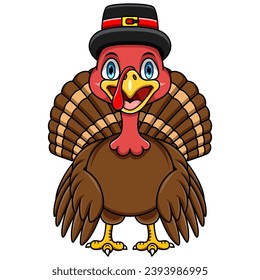 Cartoon turkey posing on white background