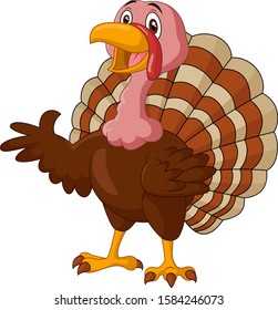 Cartoon turkey presenting on white background