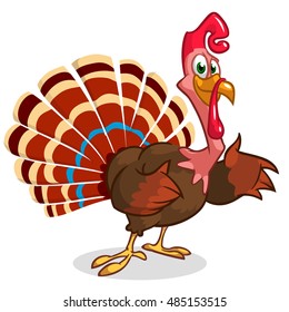 Cartoon turkey presenting. Vector character isolated on white background
