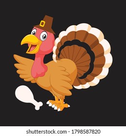 Cartoon turkey presenting vector illustration.