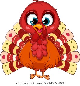 Cartoon Turkey Standing and Smiling