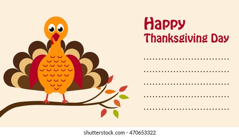 cartoon turkey thanksgiving day card