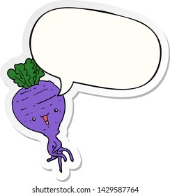 cartoon turnip with speech bubble sticker