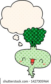 cartoon turnip with thought bubble in comic book style