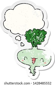 cartoon turnip with thought bubble as a distressed worn sticker