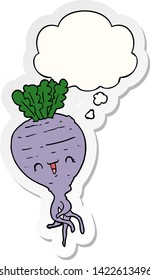 cartoon turnip with thought bubble as a printed sticker