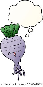 cartoon turnip with thought bubble in smooth gradient style